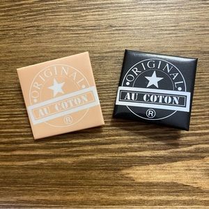 Two Original Au Coton pins buttons from the 1980s from Canada